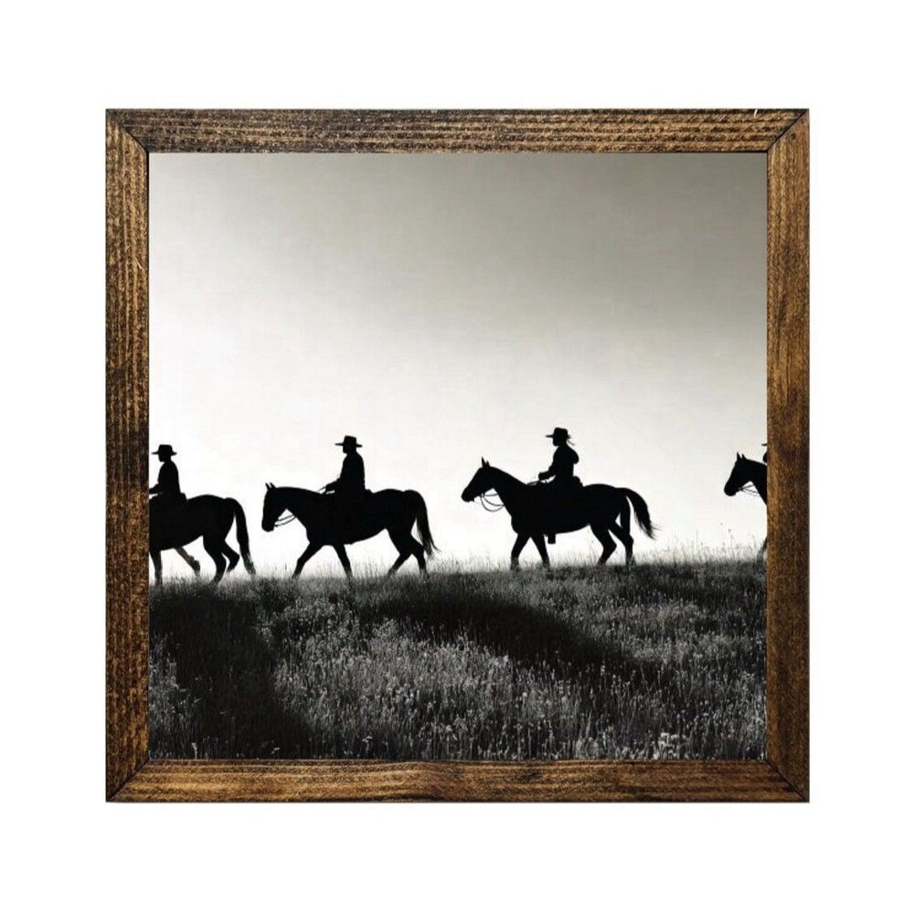 Texas Proud Cowboys Silhouette Timberland Frame Wall Art 9 x 9"